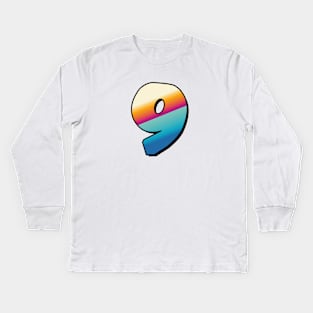 Number 9, Nine - beach colors Kids Long Sleeve T-Shirt